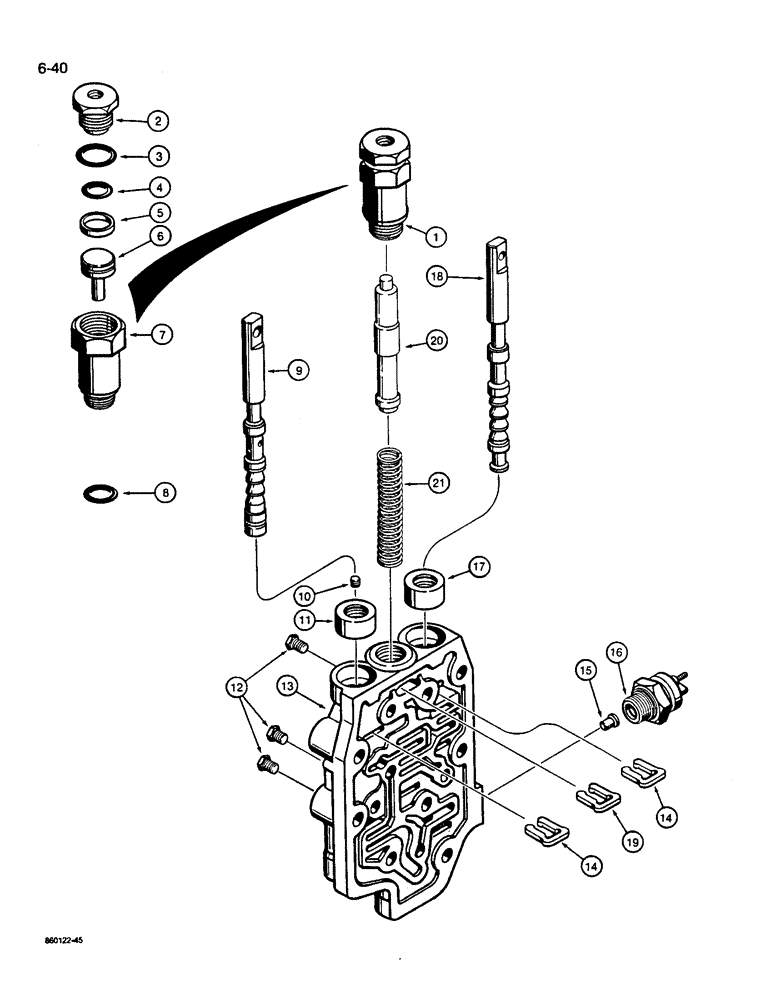 Схема запчастей Case W14B - (6-40) - TRANSMISSION, CONTROL VALVE ASSEMBLY (06) - POWER TRAIN