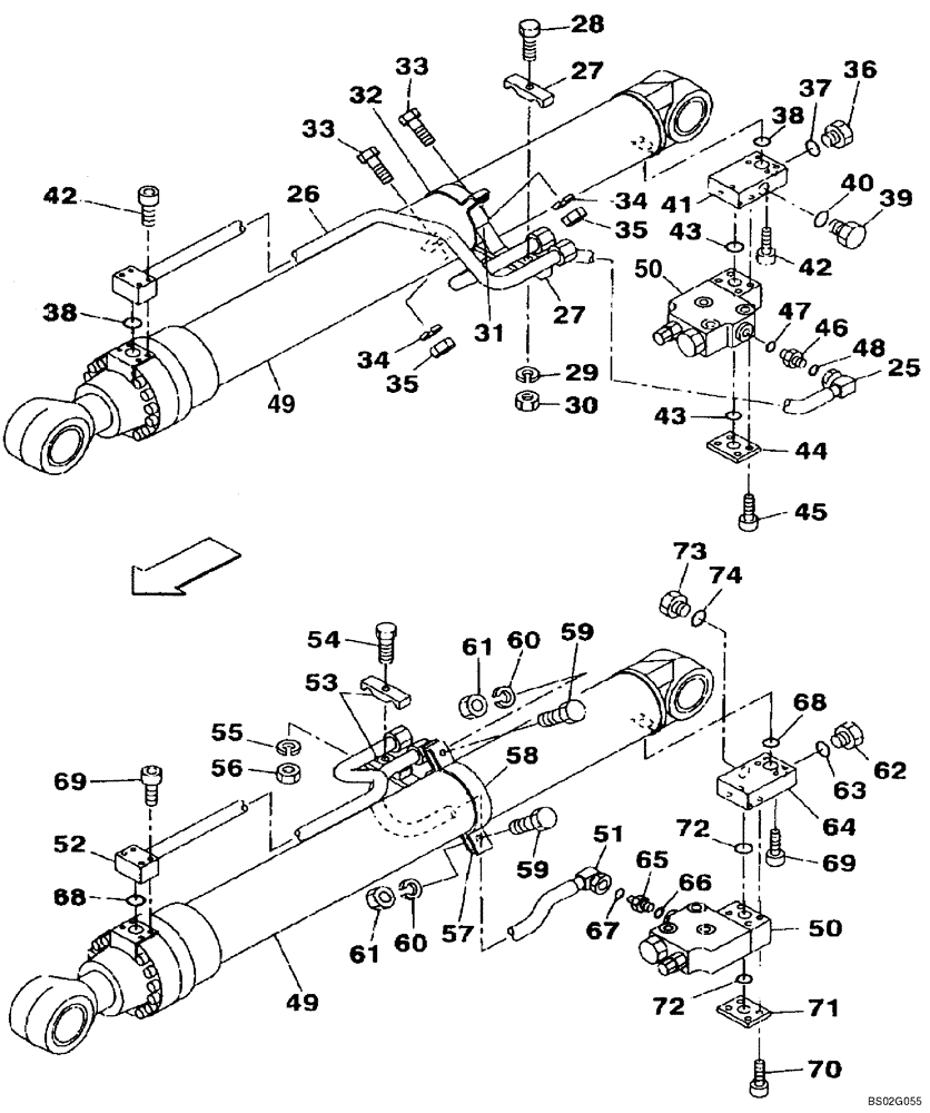 Схема запчастей Case CX240 - (08-10B) - HYDRAULICS - BOOM CYLINDER, MODELS WITH LOAD HOLD (08) - HYDRAULICS