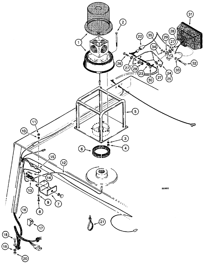 Схема запчастей Case W14 - (206) - LAMPS AND ROTATING BEACON, USED ON MODELS WITH CANOPY, USED ON P.I.N. 9154965 AND AFTER (04) - ELECTRICAL SYSTEMS