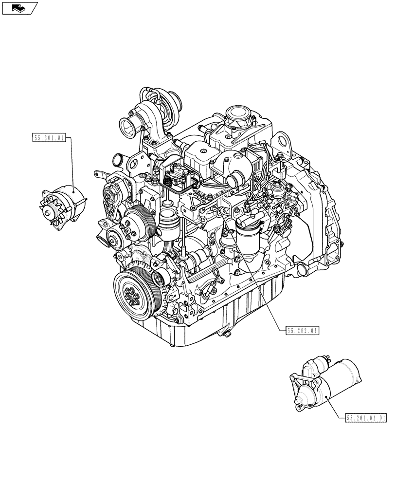 Схема запчастей Case 580SN WT - (00.000.55[01]) - PICTORIAL INDEX - ELECTRICAL SYSTEM (00) - GENERAL & PICTORIAL INDEX