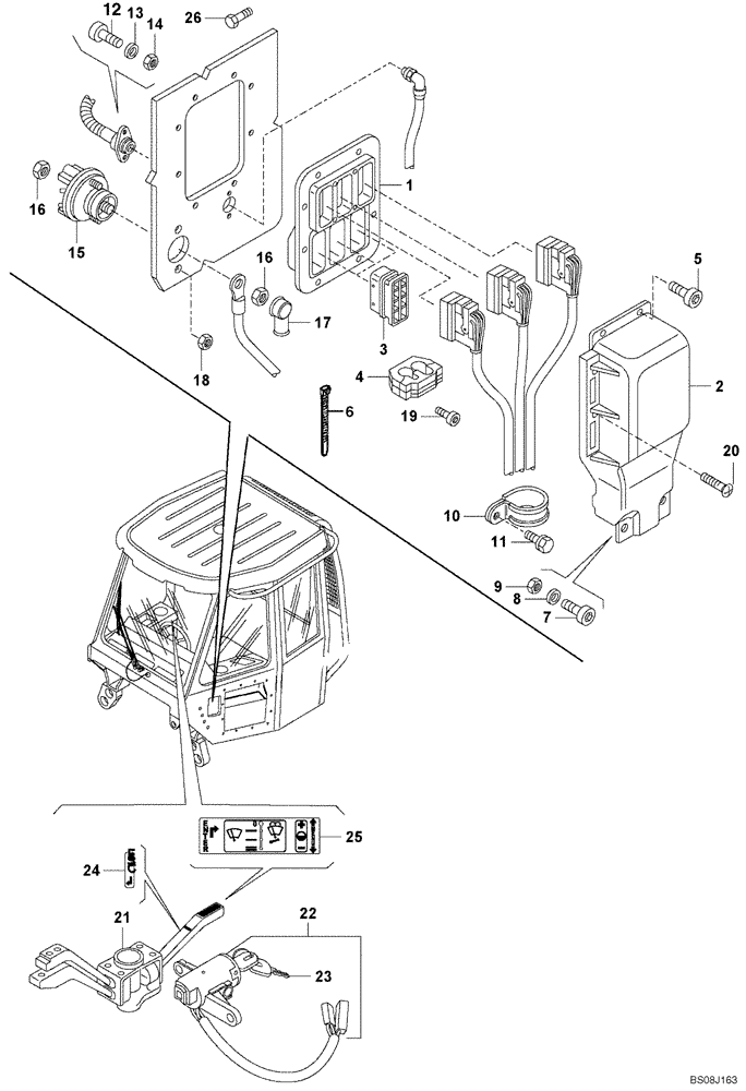 Схема запчастей Case 327B - (67A00001646[001]) - ACCESSORIES PLUG, CAB (87518799) (13) - Electrical System / Decals