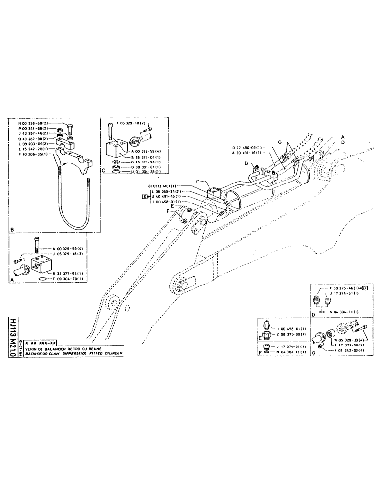 Схема запчастей Case 160CK - (177) - BACKHOE OR CLAM DIPPERSTICK FITTED CYLINDER (07) - HYDRAULIC SYSTEM