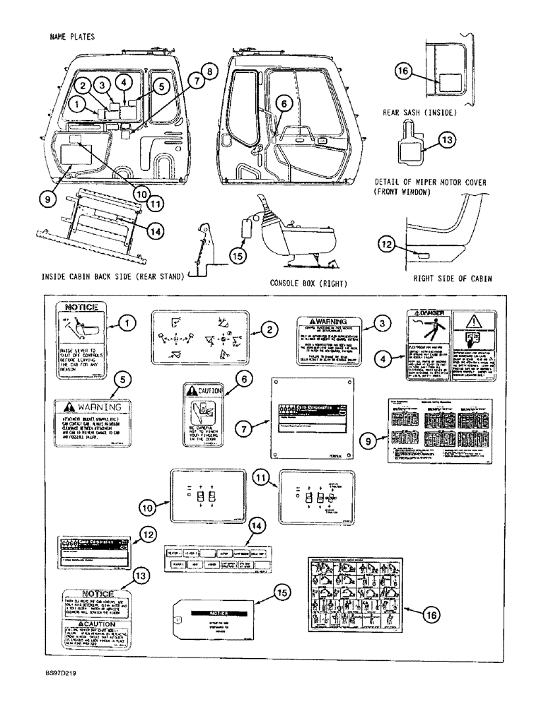 Схема запчастей Case 9010B - (9-124) - DECALS - FRENCH LANGUAGE, OPERATOR’S COMPARTMENT (09) - CHASSIS