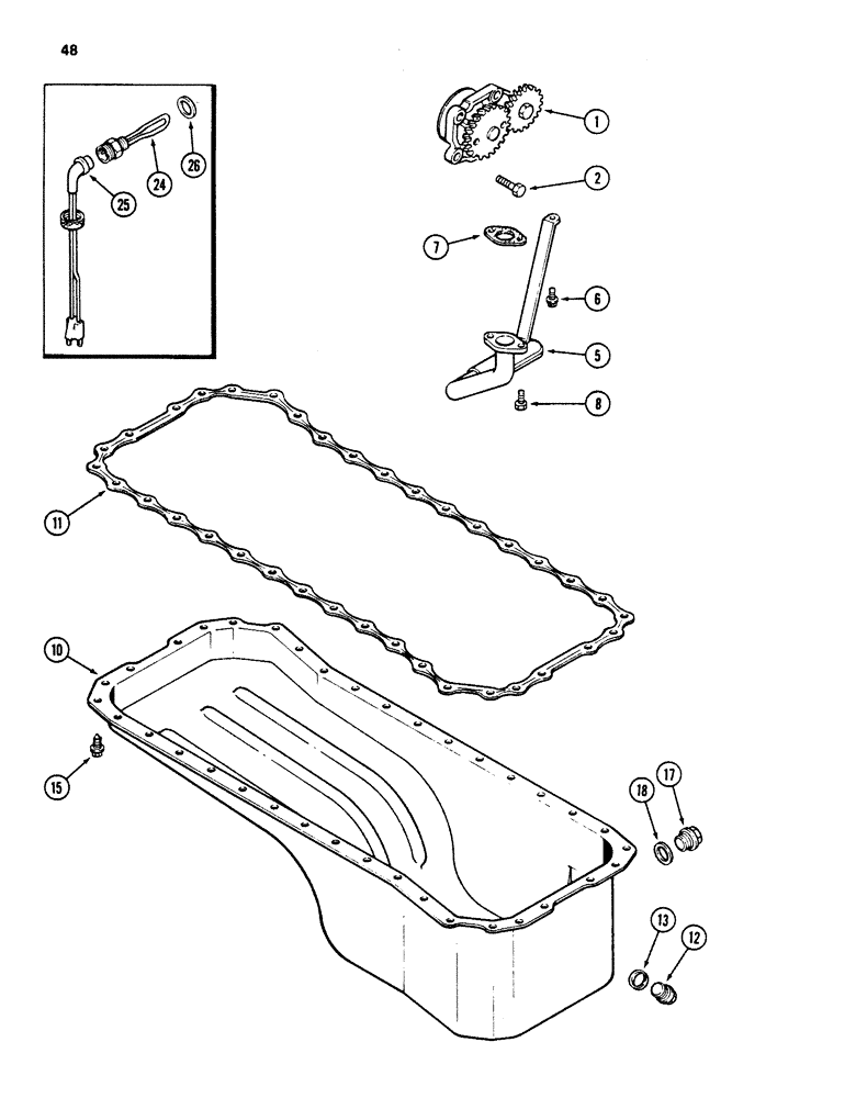 Схема запчастей Case 880D - (048) - OIL PUMP AND OIL PAN, 6T-590 DIESEL ENGINE (01) - ENGINE