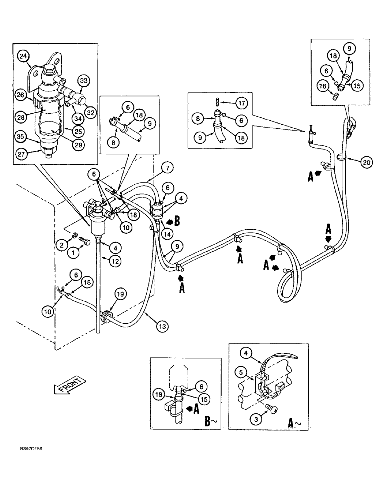 Схема запчастей Case 9020B - (3-004) - FUEL LINES, PRIOR TO P.I.N. DAC02#2001 (03) - FUEL SYSTEM