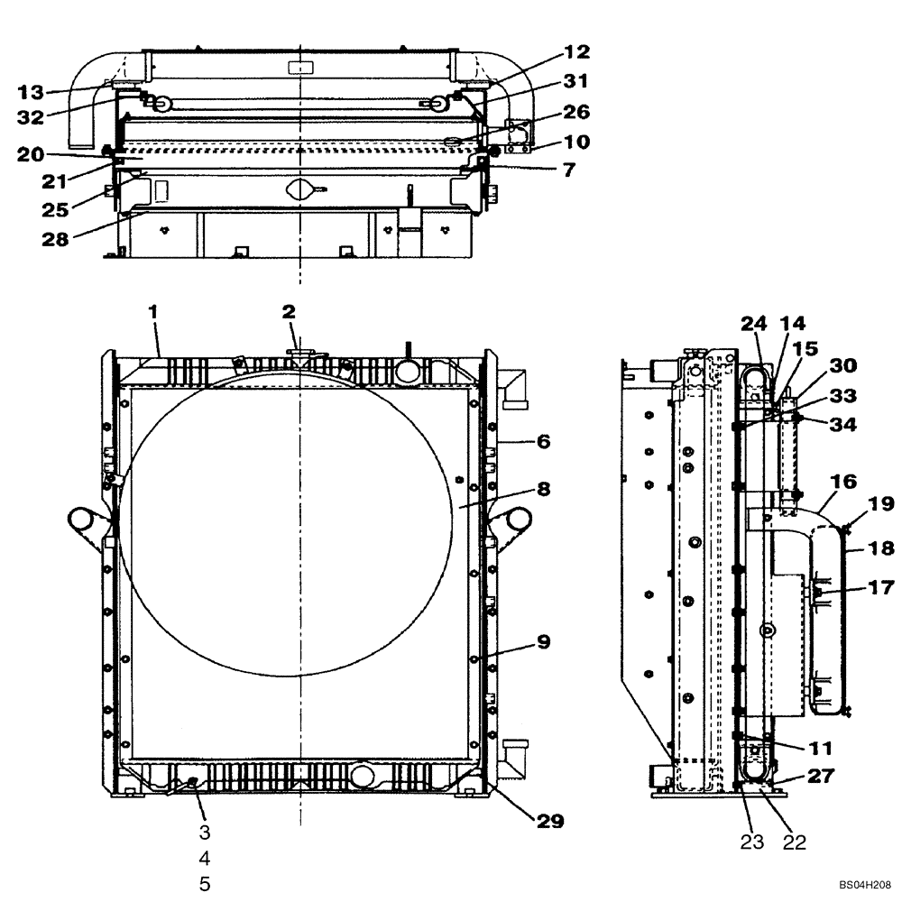 Схема запчастей Case CX330 - (02-04A) - RADIATOR ASSY (02) - ENGINE