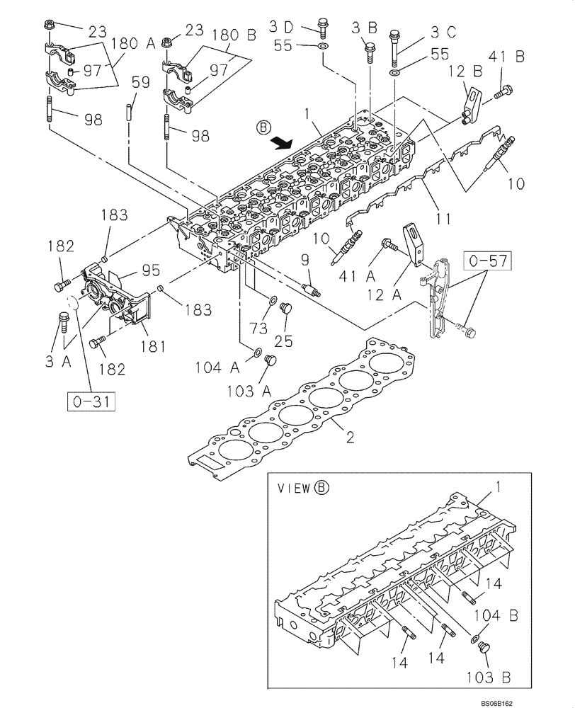 Схема запчастей Case CX800 - (02-011-02[01]) - CYLINDER HEAD (02) - ENGINE