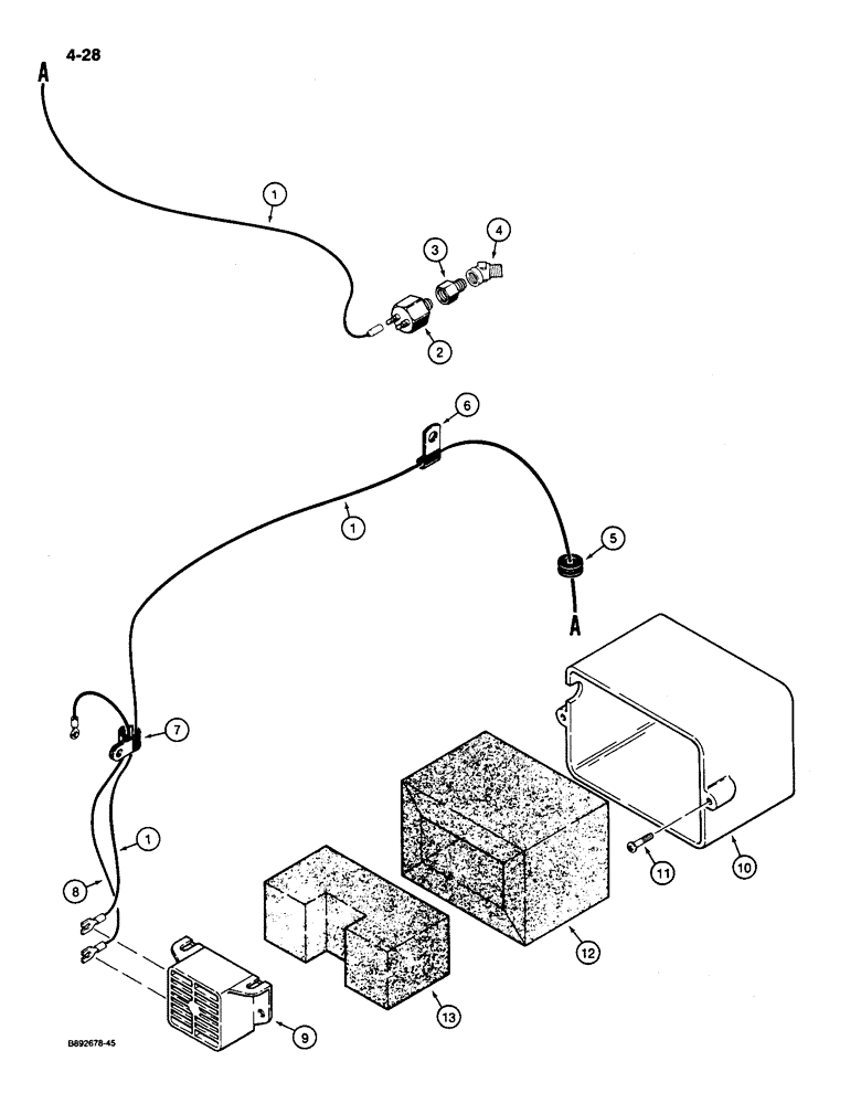 Схема запчастей Case 650 - (4-28) - BACKUP ALARM (04) - ELECTRICAL SYSTEMS