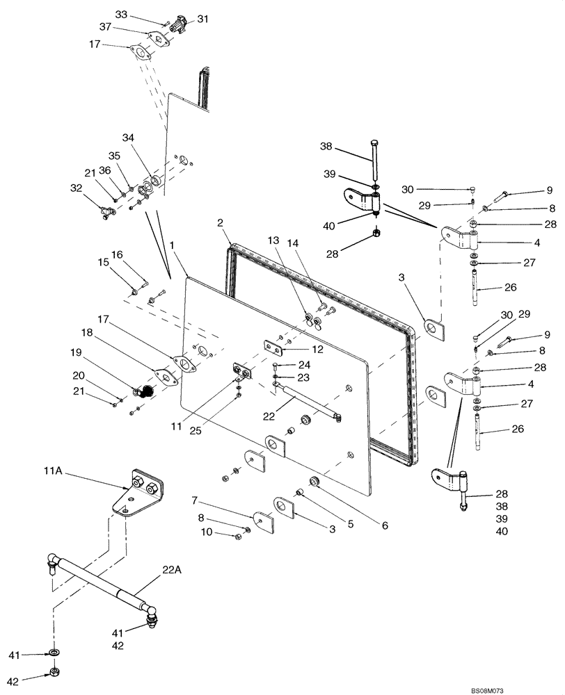 Схема запчастей Case 721E - (09-62) - CAB - WINDOW, RIGHT-HAND-LOWER (09) - CHASSIS