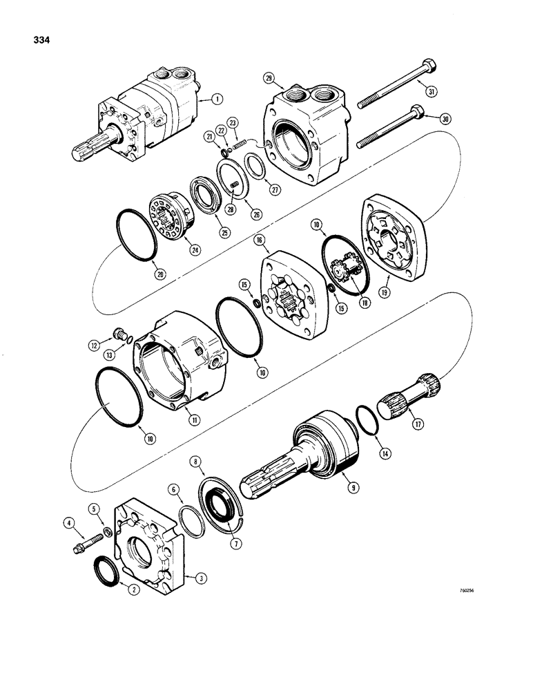 Схема запчастей Case 480C - (334) - D71952 PTO HYDRAULIC MOTOR (35) - HYDRAULIC SYSTEMS