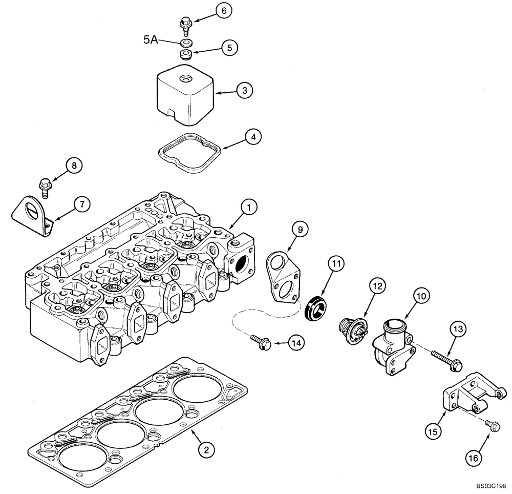 Схема запчастей Case 1845C - (02-20) - CYLINDER HEAD, COVER - THERMOSTAT AND HOUSING, 4-390 EMISSIONS CERTIFIED ENGINE, ASN JAF0250483 (02) - ENGINE