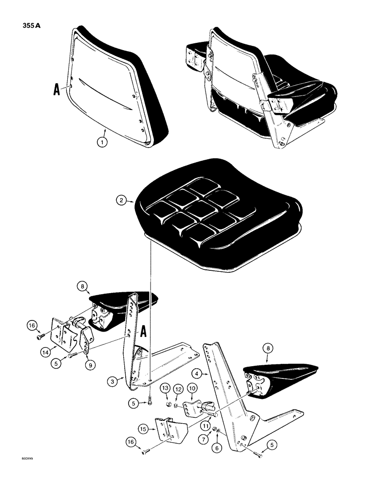 Схема запчастей Case 680H - (355A) - D81519 SEAT AND ARMRESTS (09) - CHASSIS/ATTACHMENTS