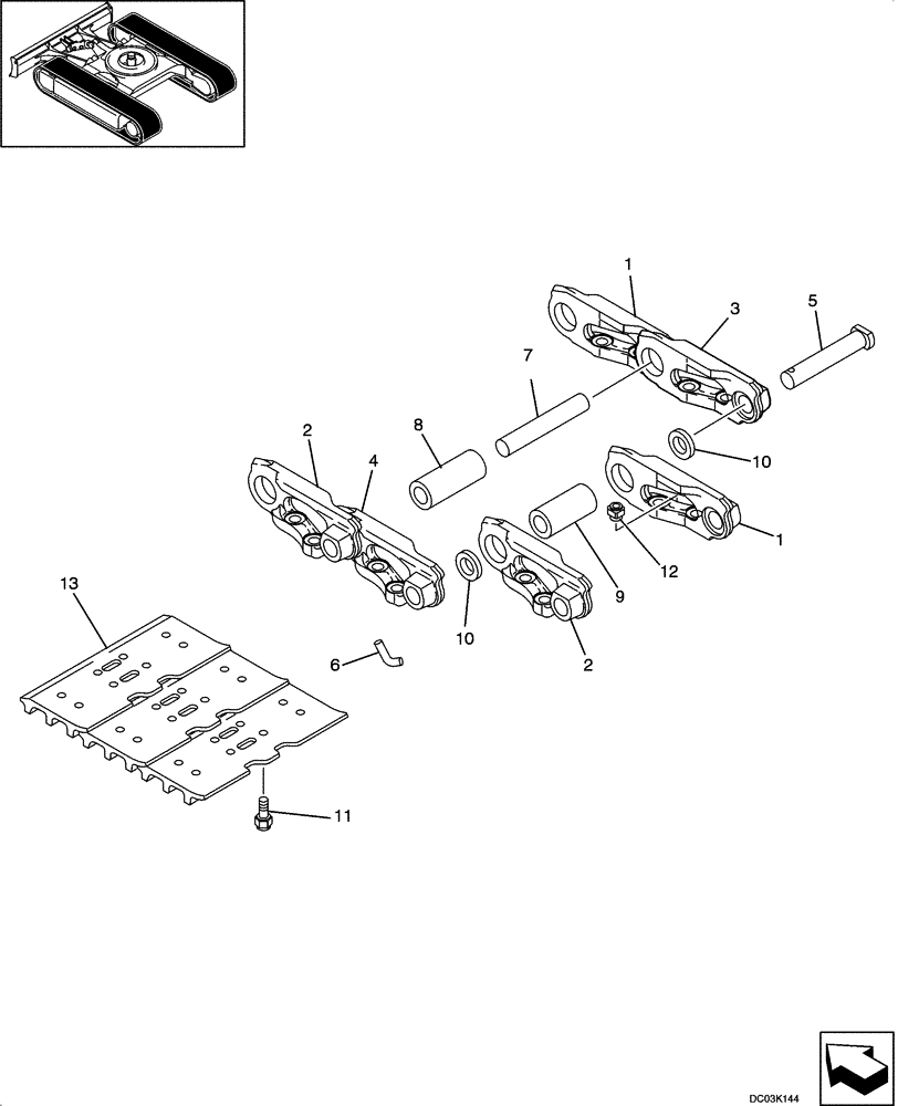 Схема запчастей Case CX47 - (05-04[00]) - SHOE, TRACK (11) - TRACKS/STEERING