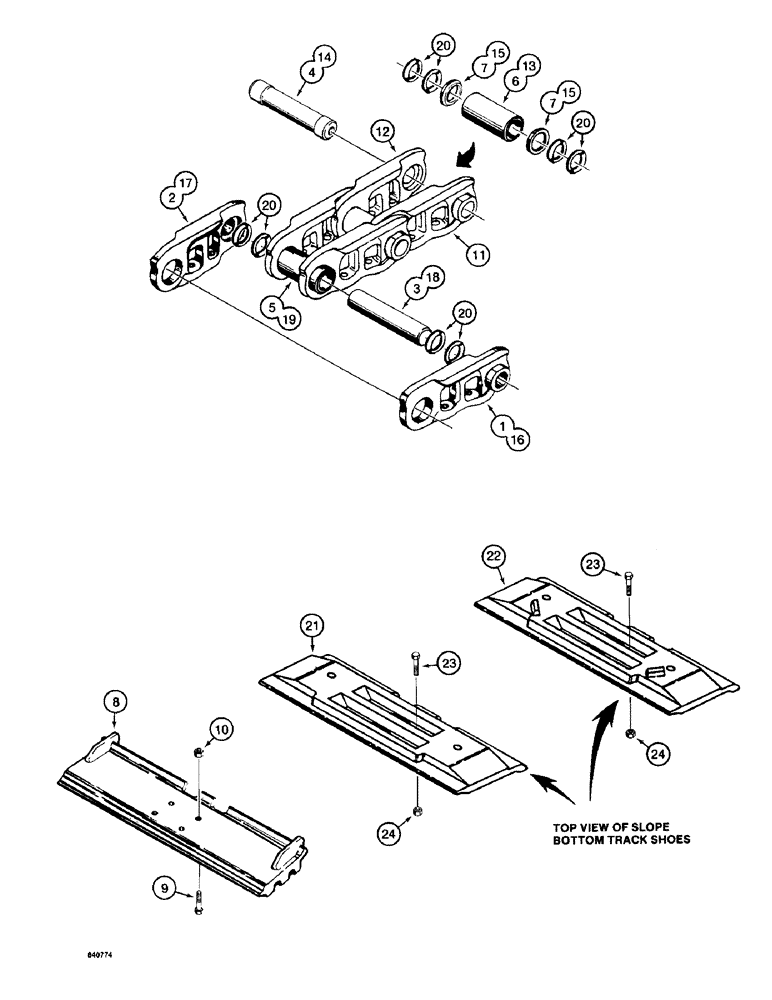 Схема запчастей Case 1187 - (126) - TRACK SHOES, LINKS, AND PINS (04) - UNDERCARRIAGE