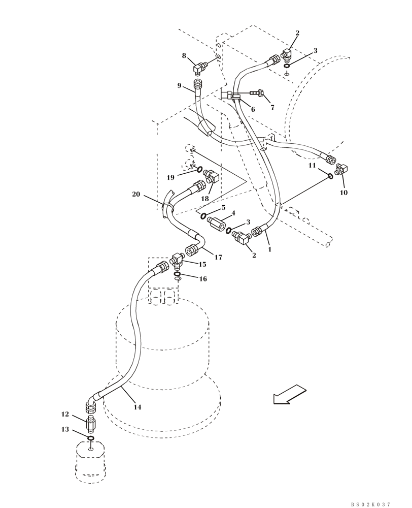 Схема запчастей Case CX330 - (08-008-00[01]) - HYDRAULICS - DRAIN LINE, MODELS WITHOUT LOAD HOLD (08) - HYDRAULICS