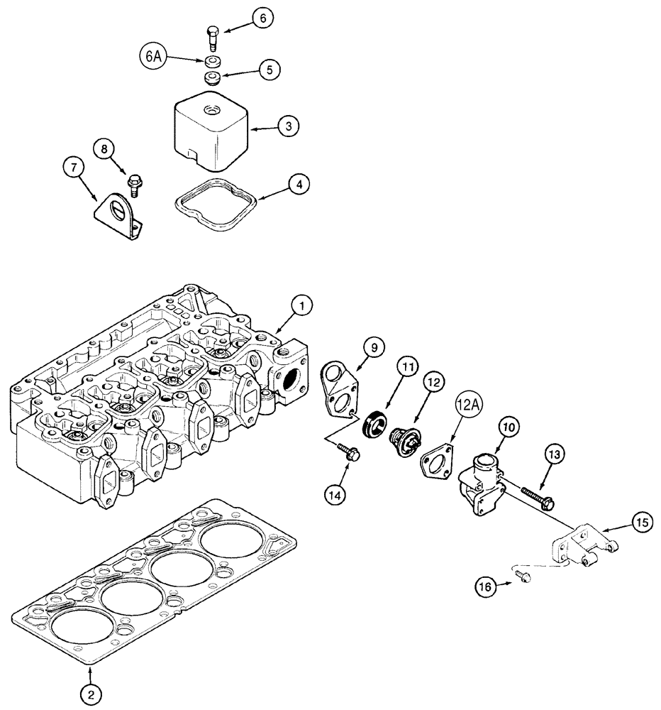 Схема запчастей Case 960 - (02-15) - CYLINDER HEAD COVER (02) - ENGINE