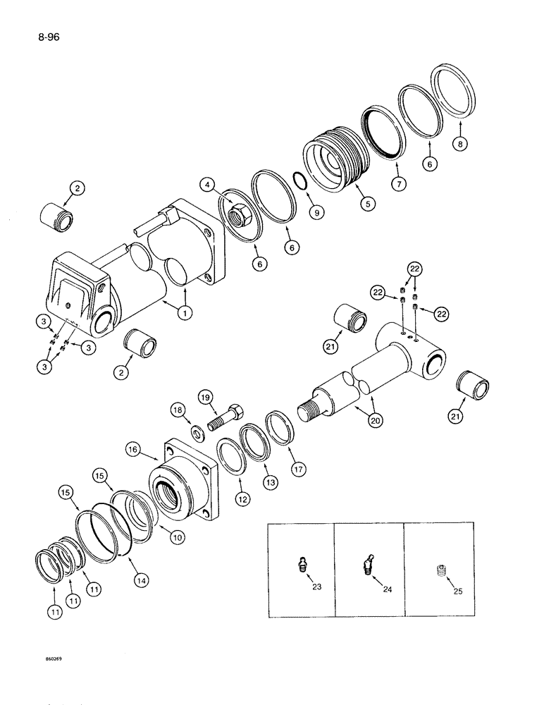 Схема запчастей Case 1085B - (8-096) - BOOM AND ARM CYLINDER, USED WITH LOGGER BOOM (08) - HYDRAULICS