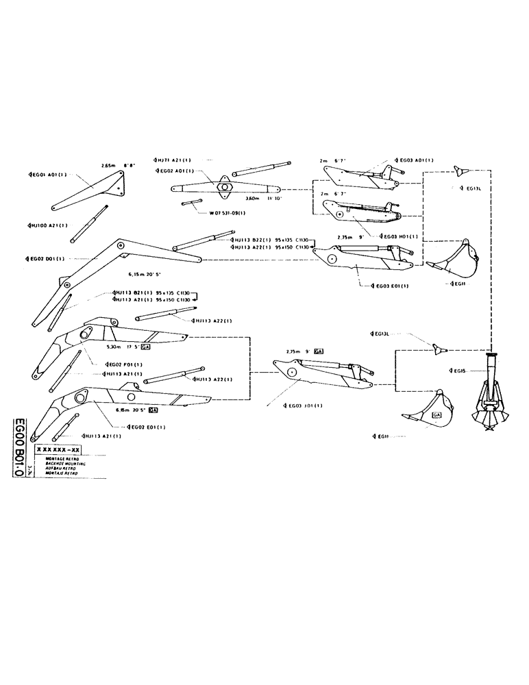 Схема запчастей Case GCK120 - (210) - BACKHOE MOUNTING 