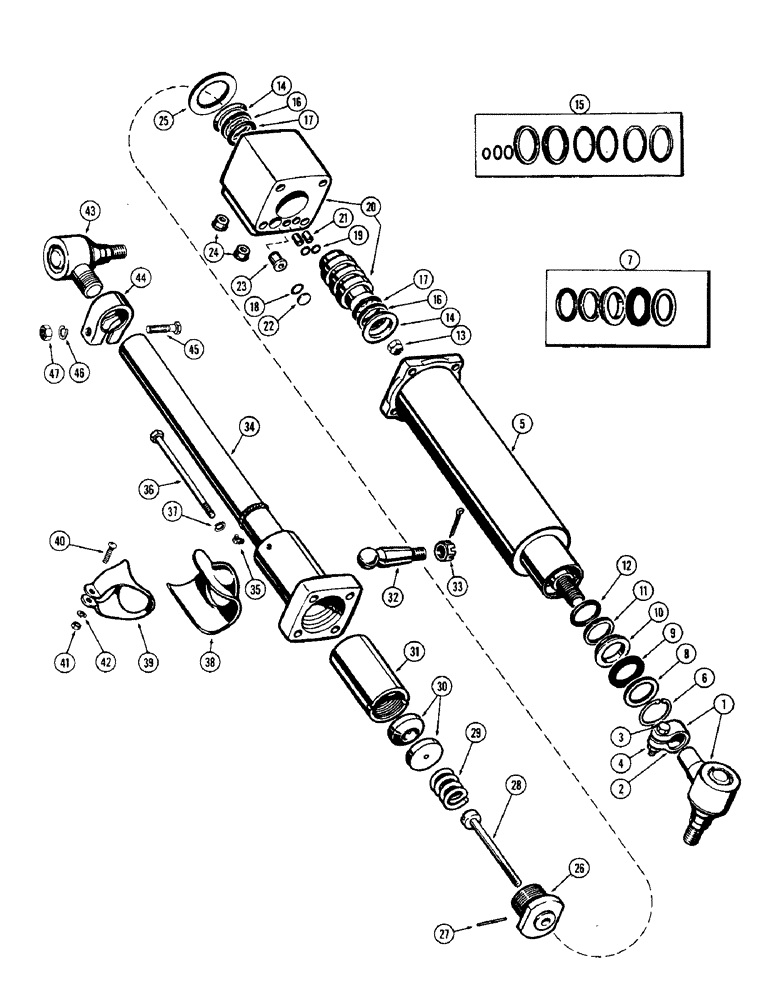 Схема запчастей Case W10 - (140) - POWER STEERING CYLINDER (05) - STEERING