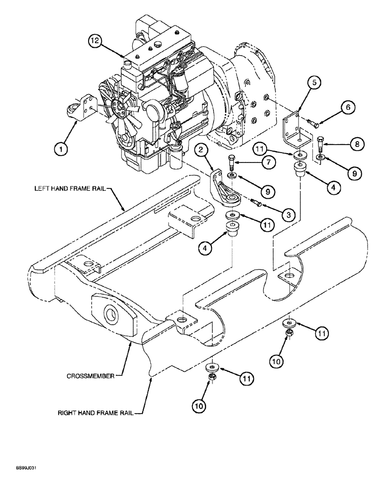 Схема запчастей Case 689G - (02-02) - ENGINE MOUNTING (02) - ENGINE