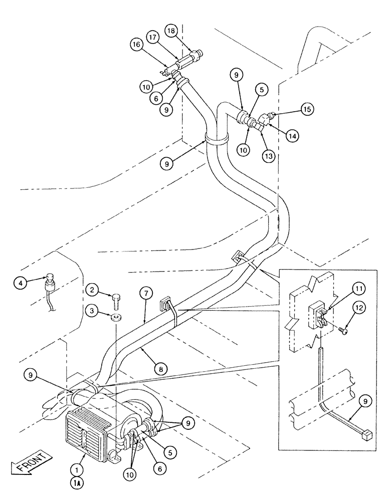 Схема запчастей Case 9040 - (9-38) - HEATER AND HOSES (09) - CHASSIS