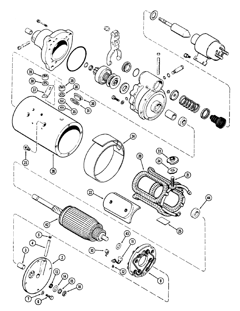 Схема запчастей Case 475 - (040) - A64907 STARTER (55) - ELECTRICAL SYSTEMS