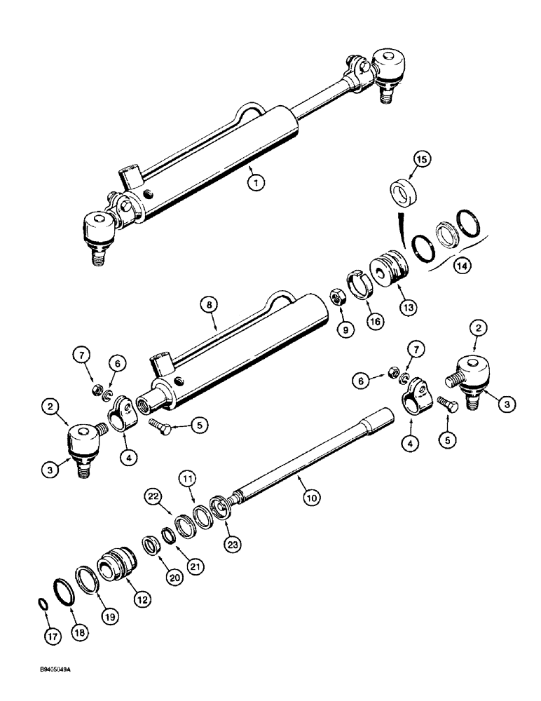 Схема запчастей Case 860 - (5-22) - STEERING CYLINDER ASSEMBLY - H672129 (05) - STEERING