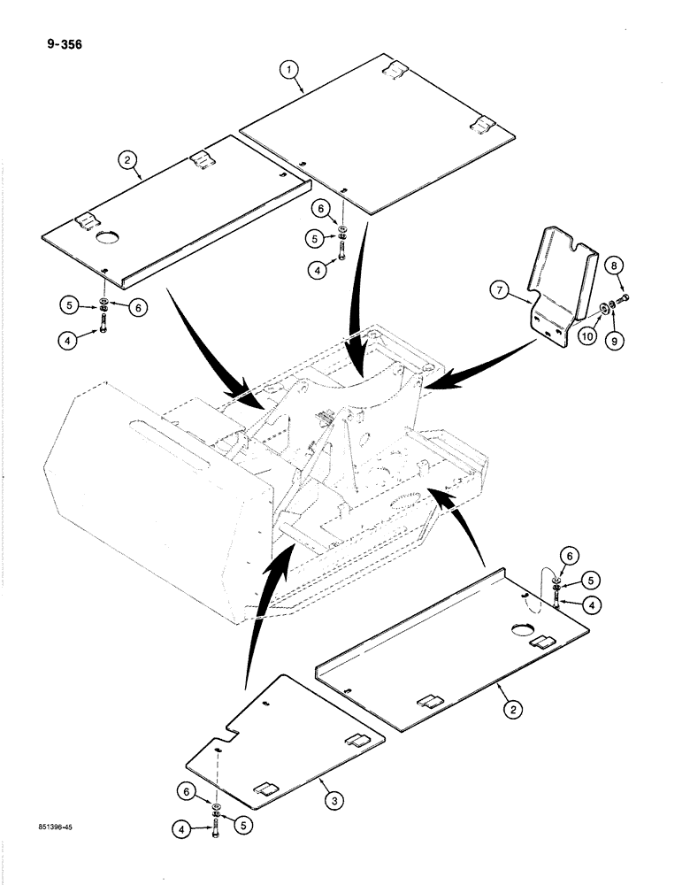 Схема запчастей Case 1187B - (9-356) - TURNTABLE GUARDS (09) - CHASSIS
