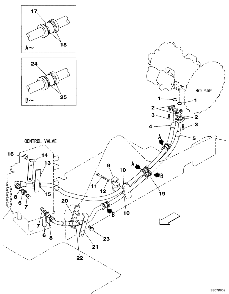 Схема запчастей Case CX135SR - (08-06) - HYDRAULICS - CONTROL VALVE SUPPLY (08) - HYDRAULICS