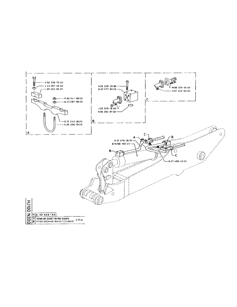 Схема запчастей Case 160CK - (172) - FITTED BACKHOE BUCKET CYLINDER (07) - HYDRAULIC SYSTEM