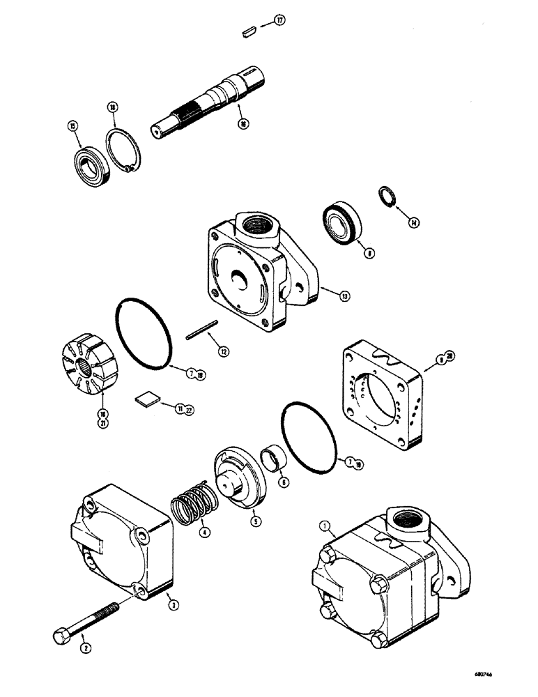Схема запчастей Case 300 - (202) - D45177 PUMP ASSEMBLY, USED BEFORE TRACTOR SERIAL NO. 5258, CARTRIDGE KIT (07) - HYDRAULIC SYSTEM