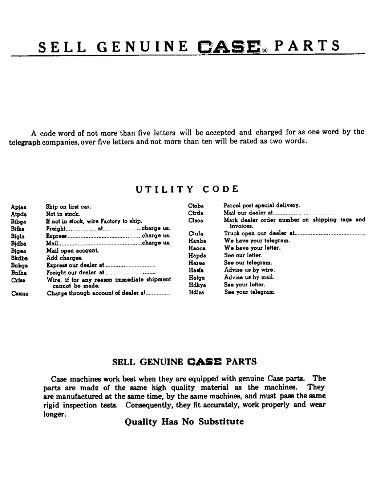 Схема запчастей Case 750 - (002) - SELL GENUINE CASE PARTS (00) - GENERAL