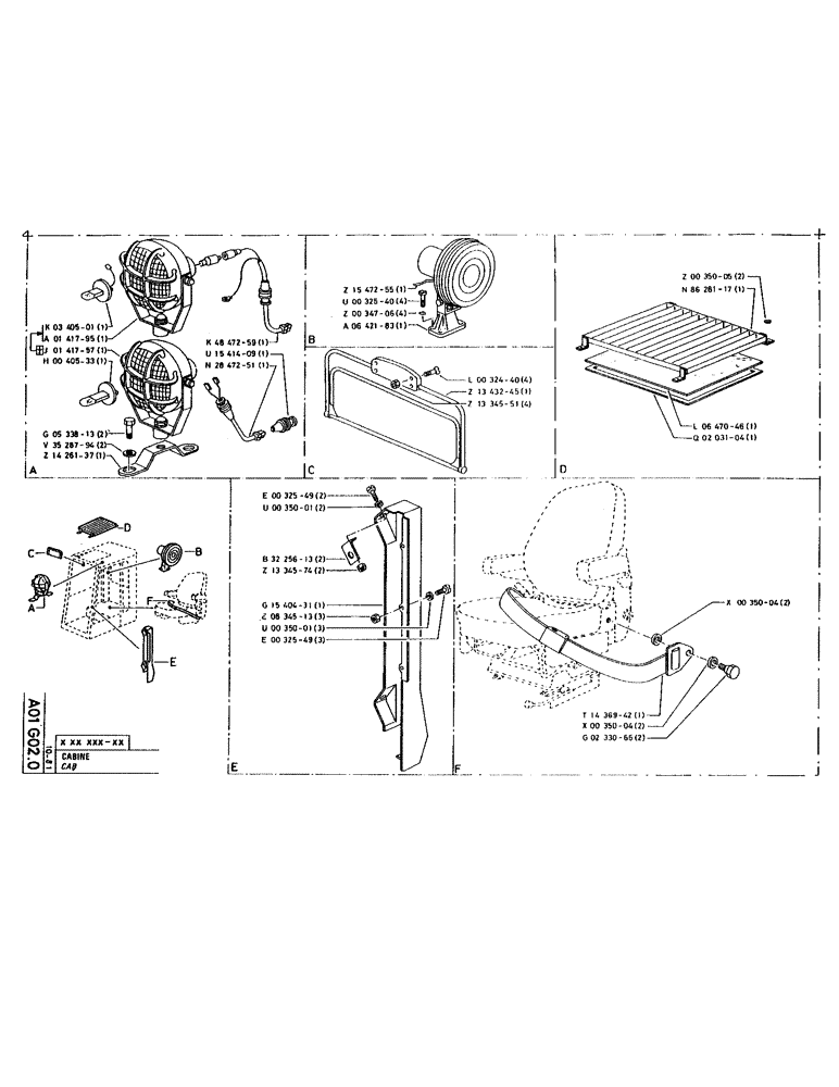 Схема запчастей Case 220 - (B-004) - CAB (12) - Chassis/Attachments