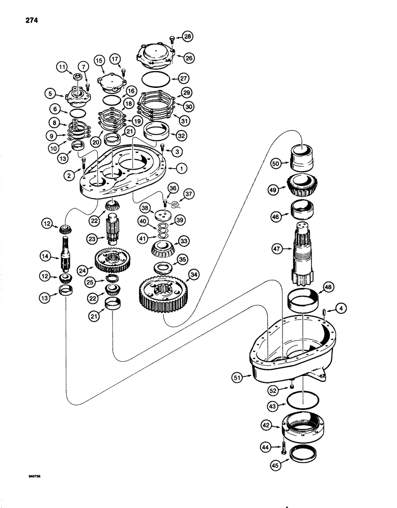 Схема запчастей Case 1080 - (274) - SWING GEARBOX (35) - HYDRAULIC SYSTEMS