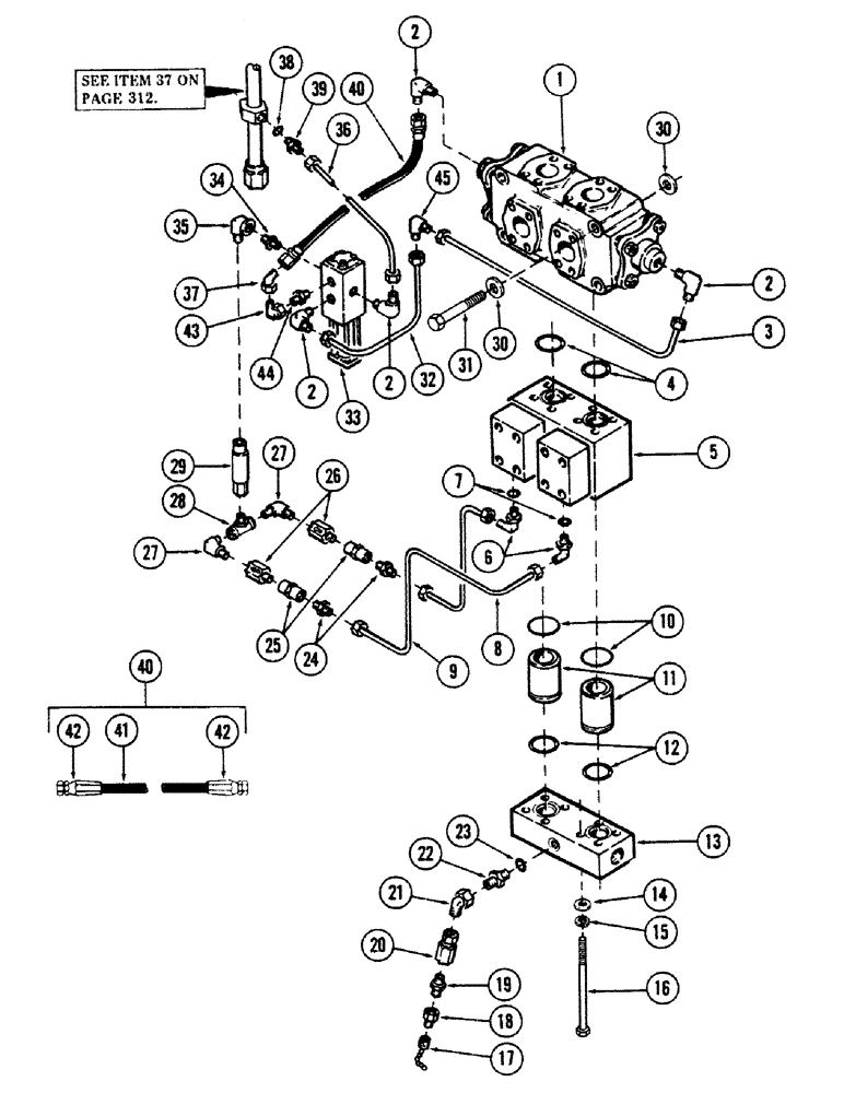 Схема запчастей Case 40BLC - (324) - ROTARY CUTTER HYDRAULICS, (USED WITH ROTARY CUTTER) (07) - HYDRAULIC SYSTEM