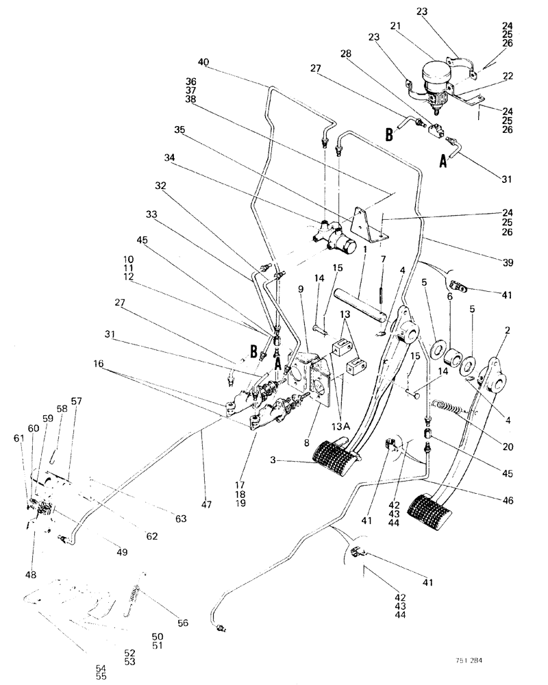 Схема запчастей Case 580F - (120) - BRAKE SYSTEM DRY CLUTCH MODELS, UP TO NO. 3.702.077 (33) - BRAKES & CONTROLS