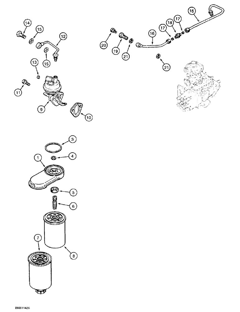 Схема запчастей Case 9020B - (3-016) - FUEL FILTER AND LIFT PUMP, 4TA-390 ENGINE, PRIOR TO P.I.N. DAC0202001 (03) - FUEL SYSTEM