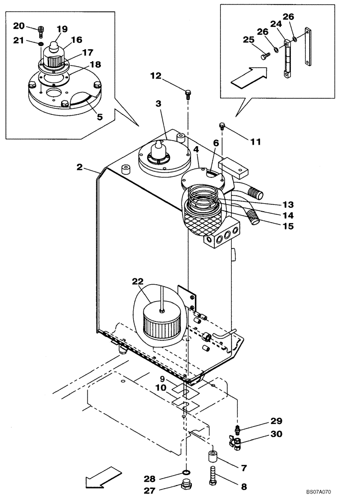 Схема запчастей Case CX160B - (08-01) - HYDRAULIC RESERVOIR (08) - HYDRAULICS