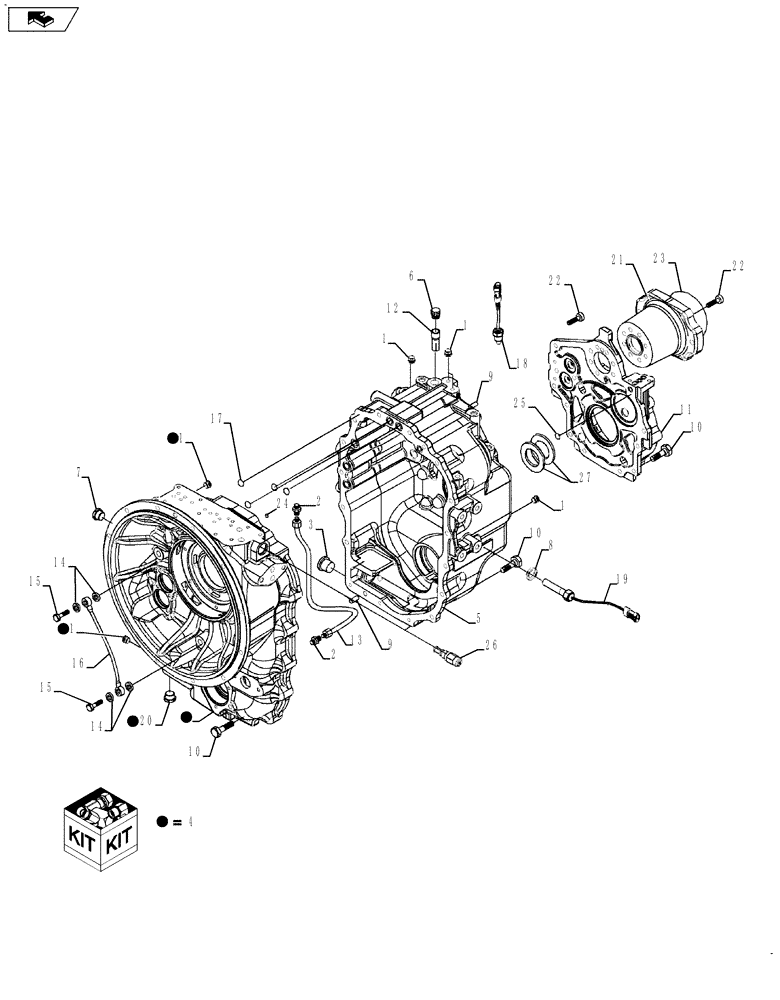 Схема запчастей Case 580SN - (21.113.01[04]) - TRANSMISSION - 4WD POWERSHIFT S TYPE- HOUSING (21) - TRANSMISSION