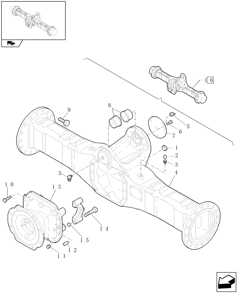 Схема запчастей Case 21E - (073[04]) - 20 KM/H REAR SELF-LOCKING AXLE (05) - REAR AXLE