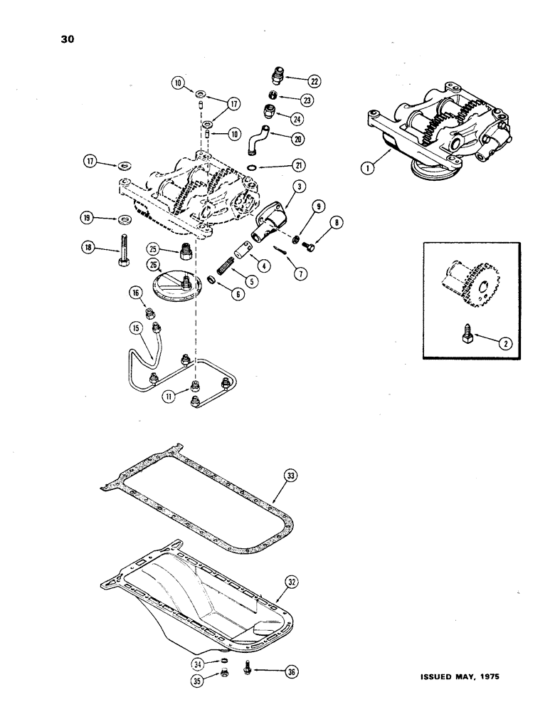 Схема запчастей Case 850 - (030) - 2 GEAR BALANCER & OIL PUMP, (301 BD) DIESEL ENGINE, 1ST USED ENG. S/N 2327745 (01) - ENGINE