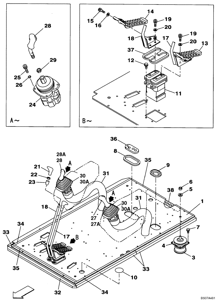 Схема запчастей Case CX210BLR - (09-09) - CONTROLS - OPERATORS COMPARTMENT (09) - CHASSIS/ATTACHMENTS