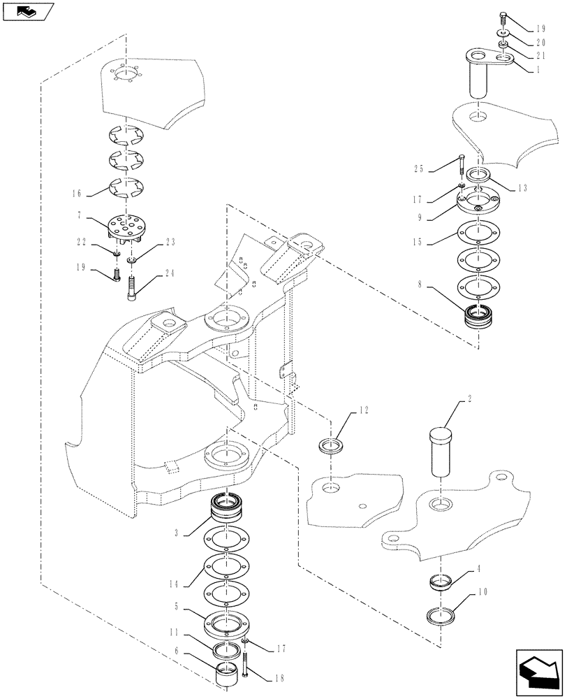 Схема запчастей Case 1021F - (39.127.01) - ARTICULATION JOINT INSTALLATION (39) - FRAMES AND BALLASTING