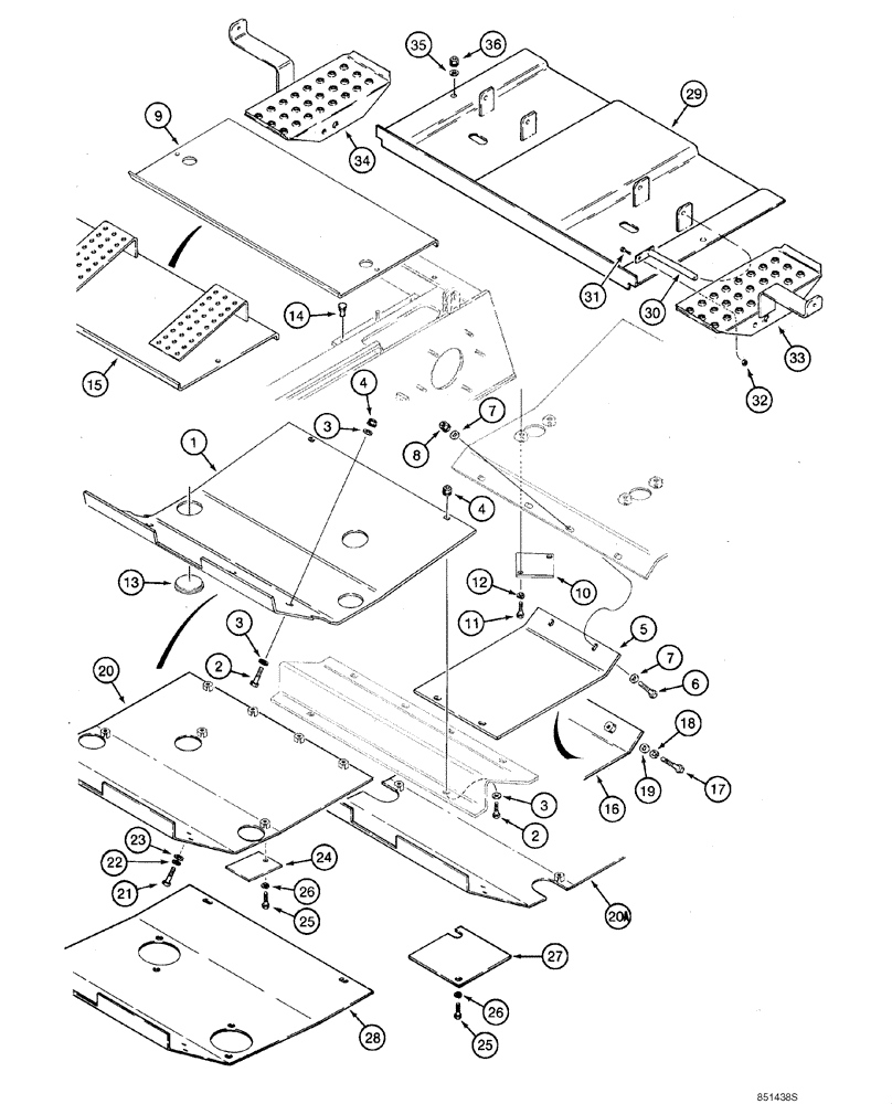 Схема запчастей Case 1845C - (09-32) - PLATES, FLOOR - GUARDS, DRIVE LINE (09) - CHASSIS/ATTACHMENTS