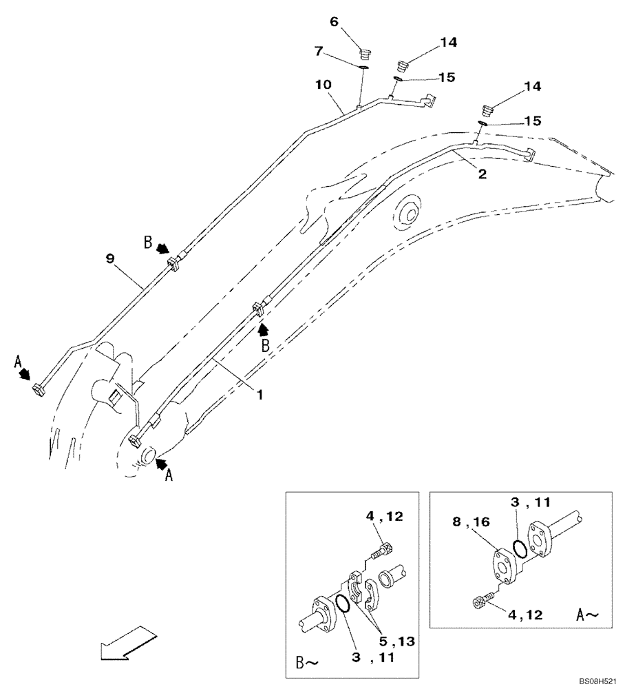 Схема запчастей Case CX470B - (08-30) - HYDRAULICS, AUXILIARY ATTACHMENT - BOOM (08) - HYDRAULICS