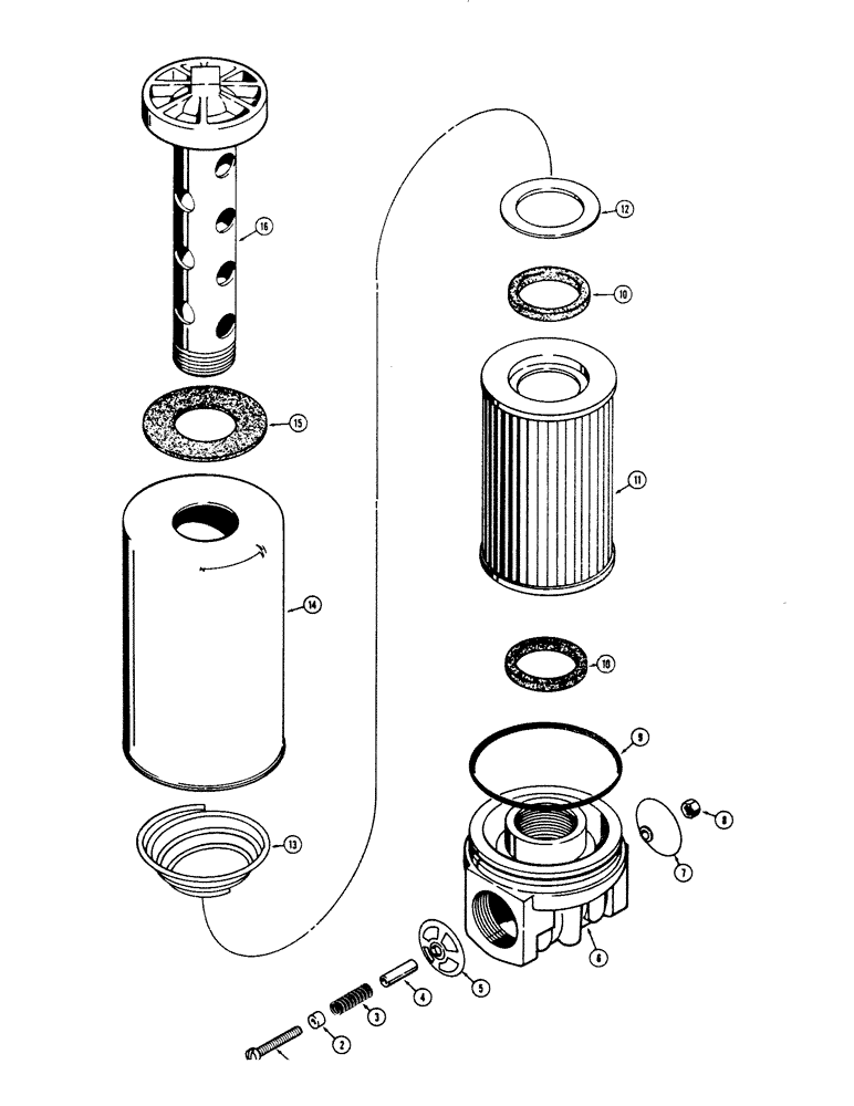 Схема запчастей Case 1529 - (108V) - HYDRAULIC LINE FILTER 