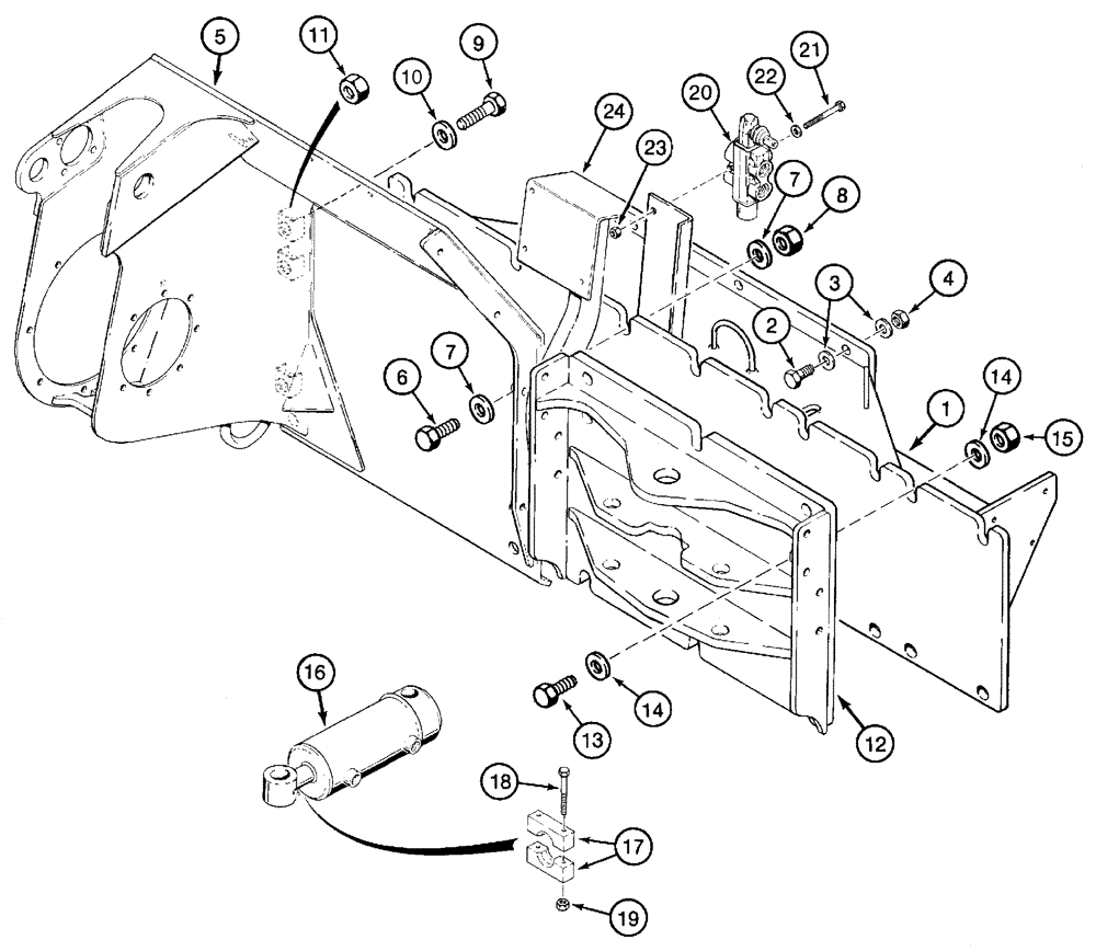 Схема запчастей Case 960 - (09-22) - MOUNTING FRAME, REVERSED QUAD (09) - CHASSIS