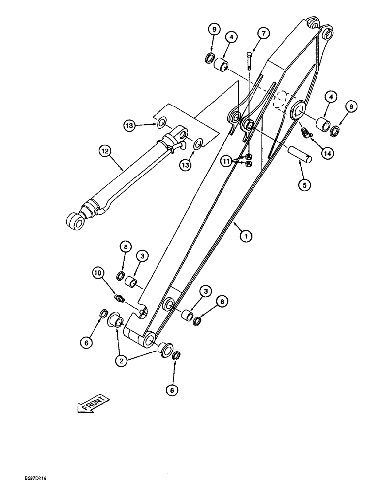Схема запчастей Case 9045B - (9-082) - ARM AND CYLINDER, 3.4 M (11 FT. 2 INCH) ARM (09) - CHASSIS