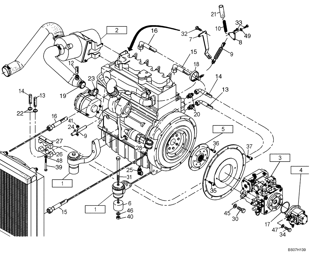 Схема запчастей Case 321E - (13.011[2991332000]) - MOTOR MOUNTING PARTS (10) - ENGINE