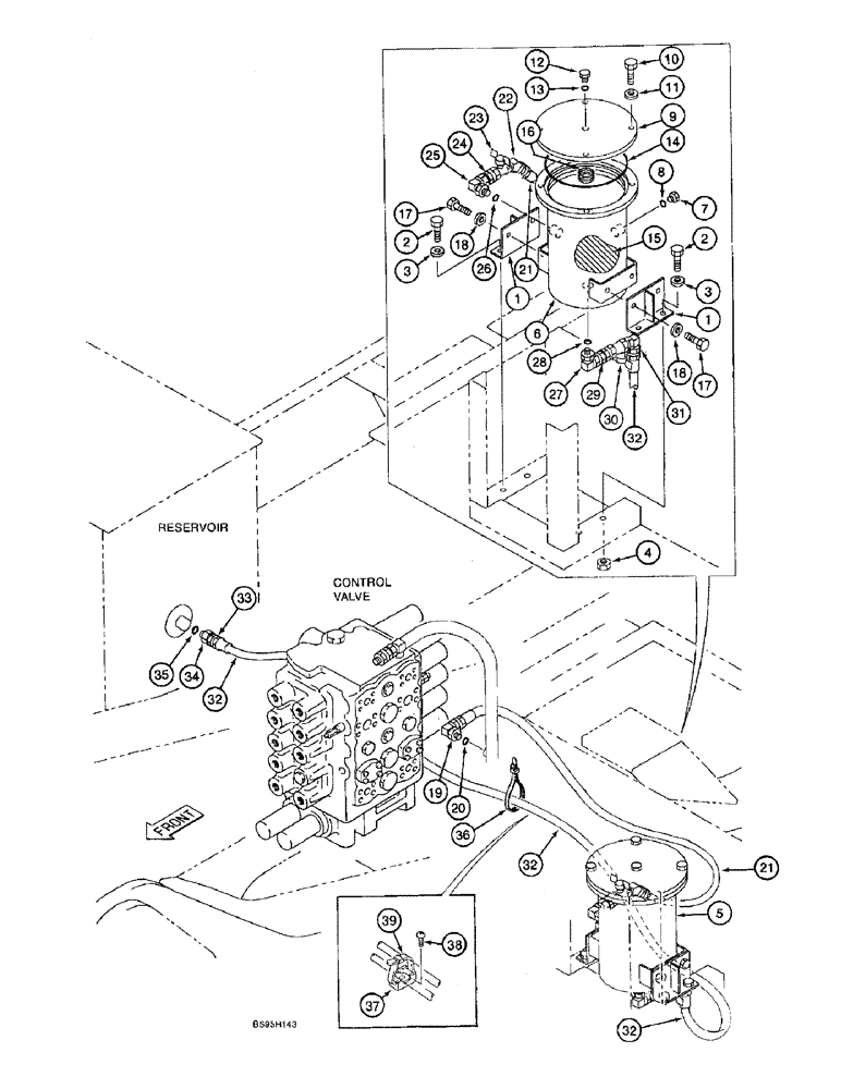 Схема запчастей Case 9060B - (8-020) - BYPASS OIL FILTER AND LINES (08) - HYDRAULICS